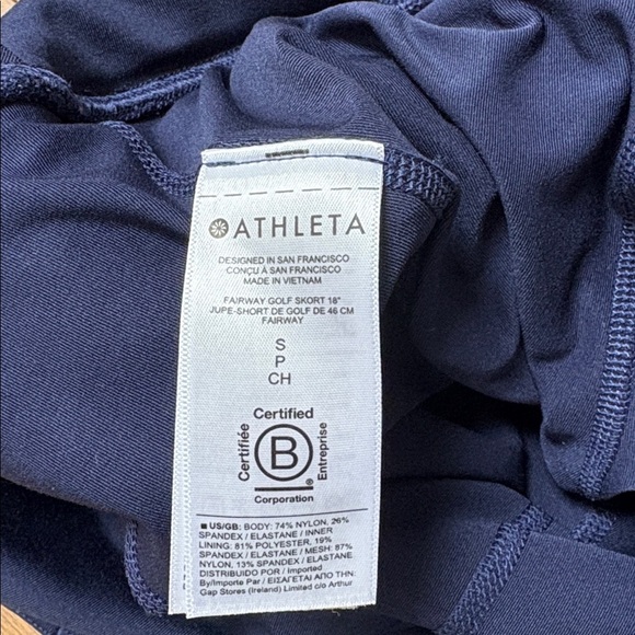 Athleta Fairway High Rise Golf 18" Skort skirt Built in Shorts Navy Blue Small S - Picture 8 of 8